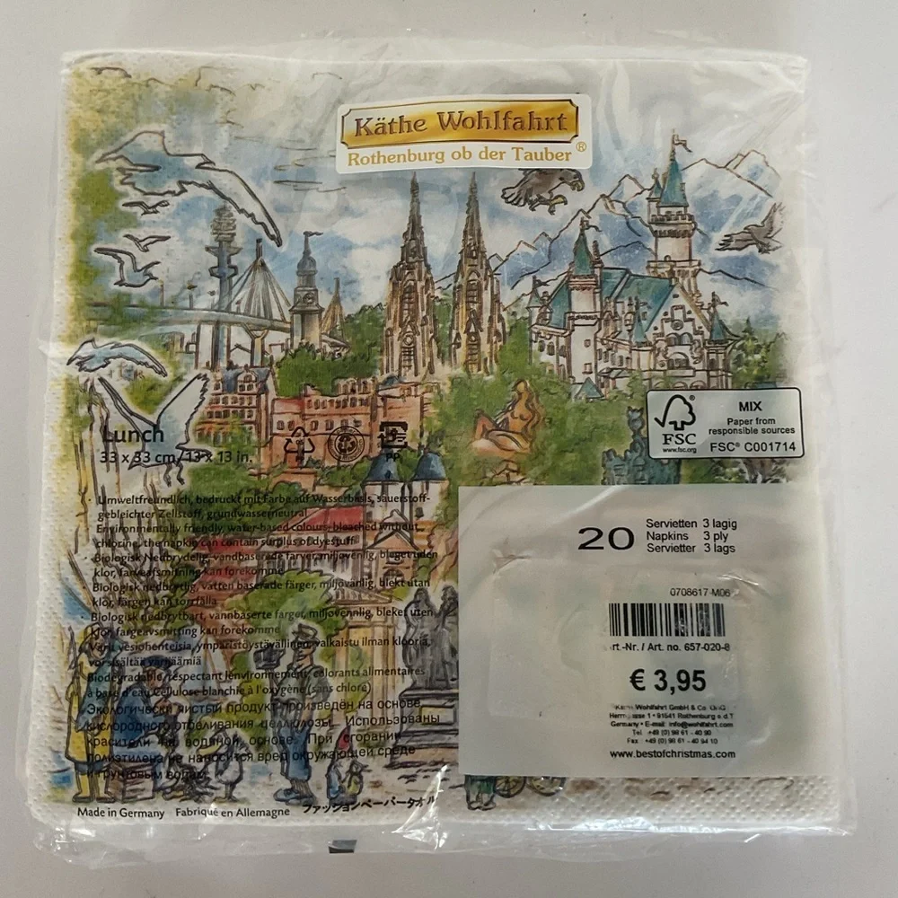 NWT Vintage German Heritage Deutschland Paper Napkins Pack of 20